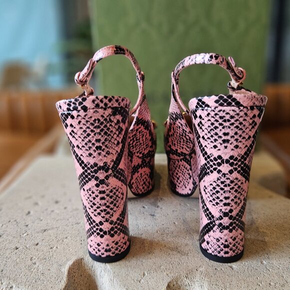 Gucci Pink & Black Python Print Heels - Picture 7 of 10